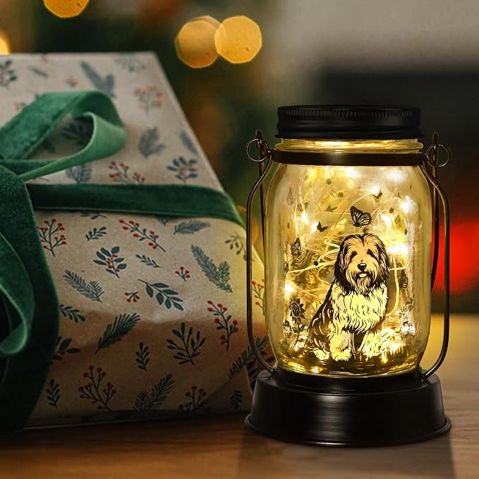 kyoryuger Old English Sheepdog Gifts for Women/Men, Pet Solar Lanterns Old English Sheepdog Lover Lantern Pet Loss Dog Memorial Lights Solar Garden Decoration for Yard,Patio,Torches Lights