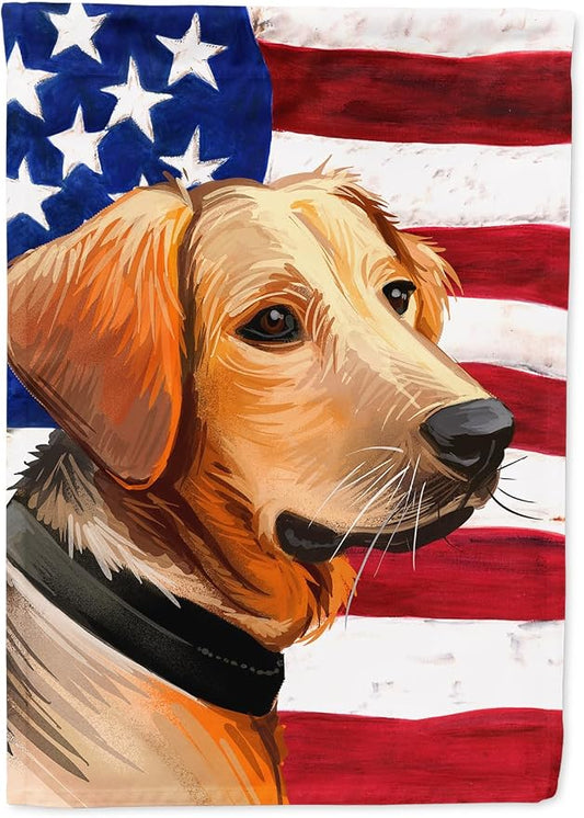 Caroline's Treasures CK6691CHF Schiller hound Dog American Flag House Flag Large Porch Sleeve Pole Decorative Outside Yard Banner Artwork Wall Hanging, Polyester, House Size, Multicolor
