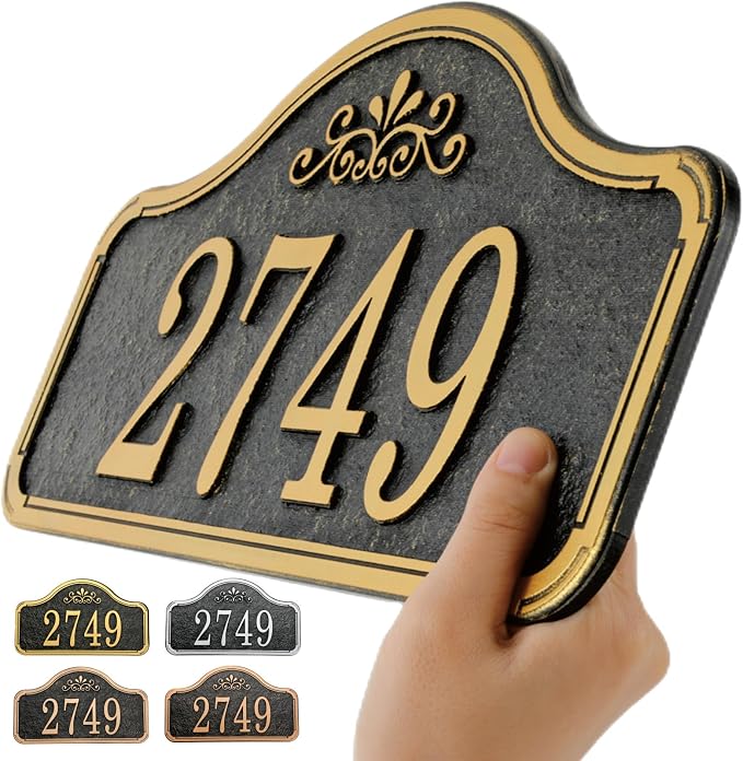 Address Sign Lawn Mounted - Custom House Number Plaque Sign,House Address Numbers for Outside House,Yard,Garden,Grass,Ground,Drive Way,Lawn, 4 Colors,13'' x7.5'', Thick Fade Resistant with Solid Metal