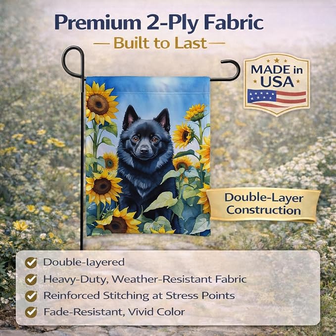 Caroline's Treasures DAC6155GF Schipperke in Sunflowers Garden Flag Mailbox Flag Decorative Yard Flag Banner Outside Patio Artwork Yard Flower Beds, Garden Size, Multicolor
