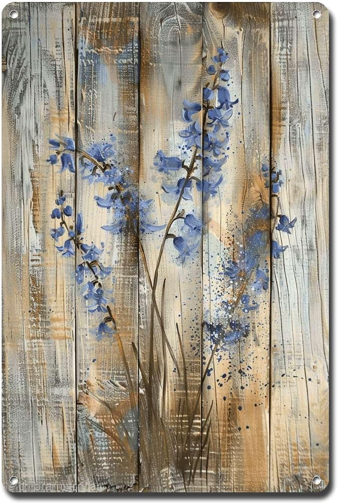 Metal Sign Tin Sign Vintage Wall Art Antique Enchantment Bluebell Tin Sign for Shabby Chic Interiors Rustic Elegance and Corrosion Resistant Aluminum Tin Sign for Home Decor 6×8 Inches
