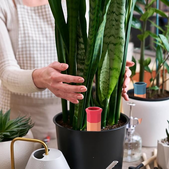 Baderke 16 Pcs Terracotta Watering Spikes Colorful Automatic Self Watering Stakes Slow Release Vacation Plant Waterer Devices for Indoor Outdoor Plants