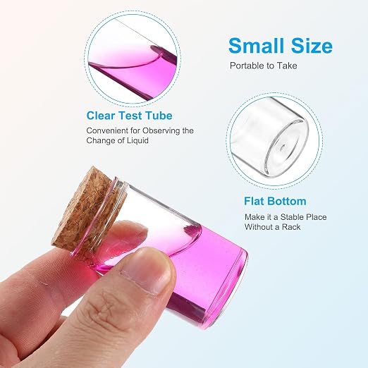 PATIKIL 20ml Test Tubes, 12pcs 1.97x1.18 Glass Clear Flat Bottom Test Tube Containers with Cork Stopper for Bead Party Candy Bath Salt Storage Scientific Experiment Plant Propagation