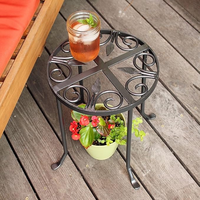 Achla Designs VTT-01 Round Trivet Wrought Iron Plant Stand, Graphite