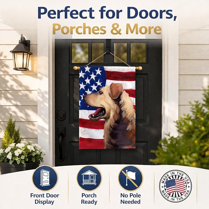 Caroline's Treasures CK6415CHF Austrian Pinscher American Flag House Flag Large Porch Sleeve Pole Decorative Outside Yard Banner Artwork Wall Hanging, Polyester, House Size, Multicolor