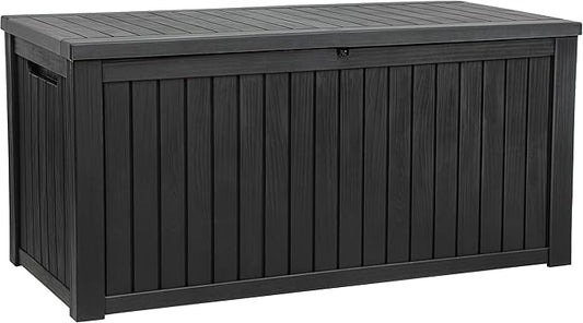 YITAHOME 220 Gallon Large Outdoor Storage XL Deck Box w/Divider for Patio | Outdoor Cushions, Garden Tools, Sports Equipment and Pool Supplies, Waterproof, Resin, Lockable, Black