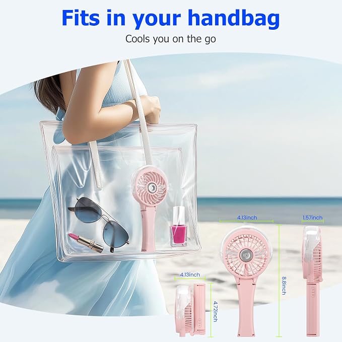HandFan Upgraded Handheld Misting Fan, Two Button Easy Operation, Rechargeable Portable Mister Fan, Spray Water Mist Fans, Mini Electric Cooling Fans for Travel, Outdoors, Disney(Pink)