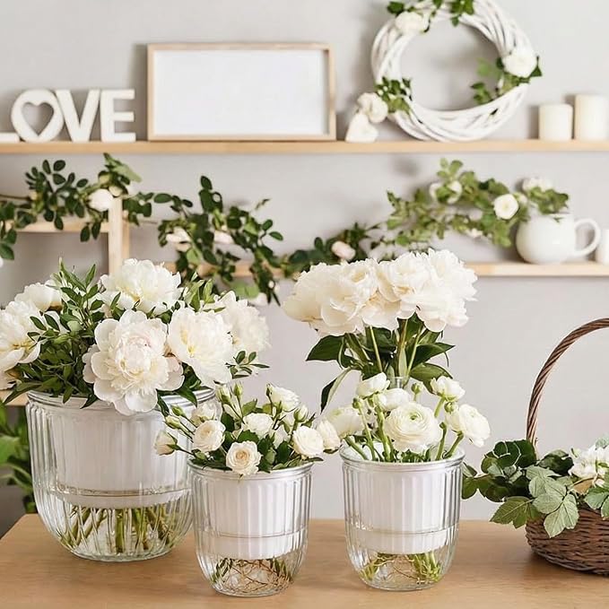 Hanging Planter Set of 6 Self Watering Indoor Flower Pots with Water Level Indicator Modern Plant Hangers for Indoor Garden Decor Balcony Apartment Boho Home Decoration Easy Care(White)