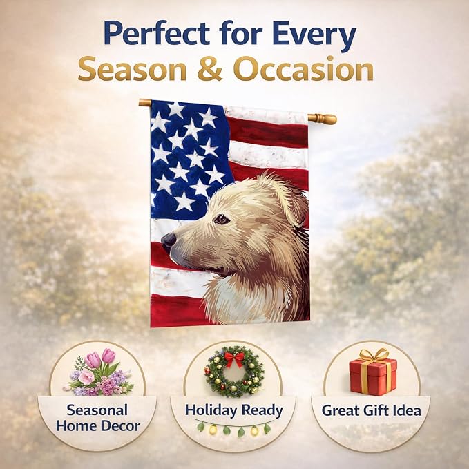 Caroline's Treasures CK6559CHF Himalayan Sheepdog Dog American Flag House Flag Large Porch Sleeve Pole Decorative Outside Yard Banner Artwork Wall Hanging, Polyester, House Size, Multicolor