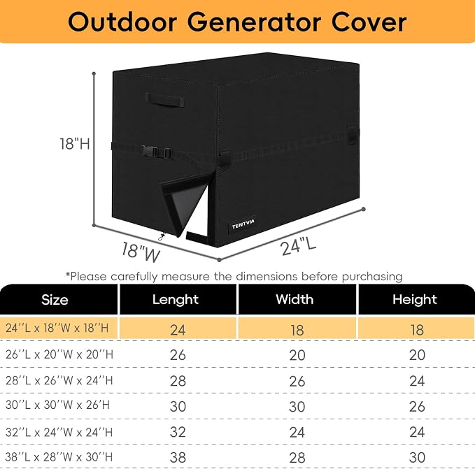 Waterproof Generator Cover,600D Heavy-Duty Oxford Fabric, Dustproof and Waterproof Protection for Generators (Upgrade, 24''Lx18''Wx18''H)