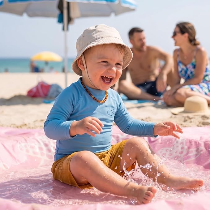 2-in-1 Kids Beach & Pool Play Mat, Portable Paddling or Picnic Blanket | Soft, Waterproof, Large 6.5 ft Surface, Folds to Carry Bag, Perfect for Beach Days, Parks, Picnics & Outdoor Backyard Play