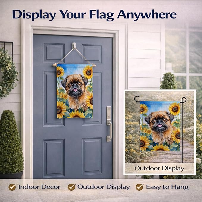 Caroline's Treasures DAC6041GF Brussels Griffon in Sunflowers Garden Flag Mailbox Flag Decorative Yard Flag Banner Outside Patio Artwork Yard Flower Beds, Garden Size, Multicolor