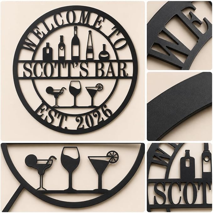 Personalized Metal Bar Sign,Custom Name Pub Wall Decor for Home Bar Man Cave Cocktail Lounge Party Room Club Garage Gift