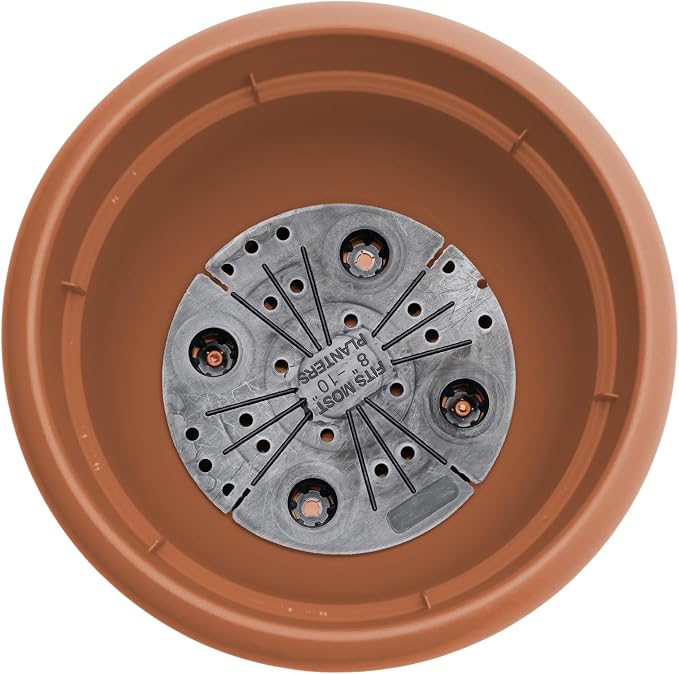 Bloem Ariana 10" Self-Watering Plastic Planter - Rolled Rim Indoor/Outdoor Garden Pot, Terra Cotta, 2-Pack