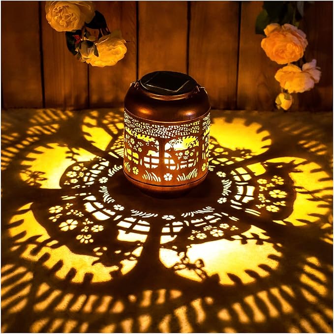 2 Pack Cow Solar Lanterns Outdoor Waterproof Hanging Solar Lights Cow Gifts for Women Men Mom Metal Decorative LED Outdoor Lanterns for Patio, Lawn, Landscape, Garden Decor, Yard Decorations