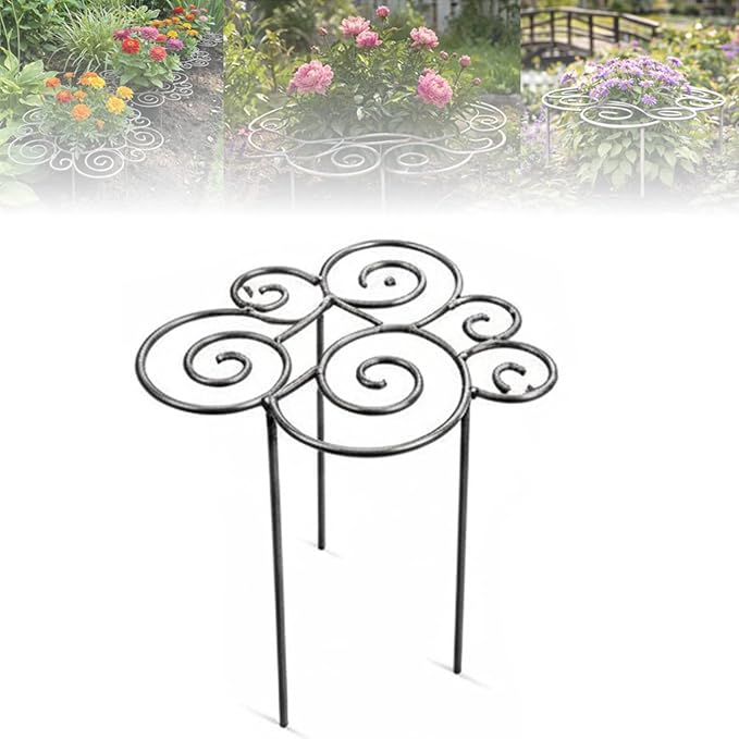 Metal Plant Support Ring for Garden,2026 New Peony Cages Stand,Decorative Grow Through Rings, Stackable Houseplant Stake, Dahlia Cage,Outdoor Orchid Clip Flower Support Frame