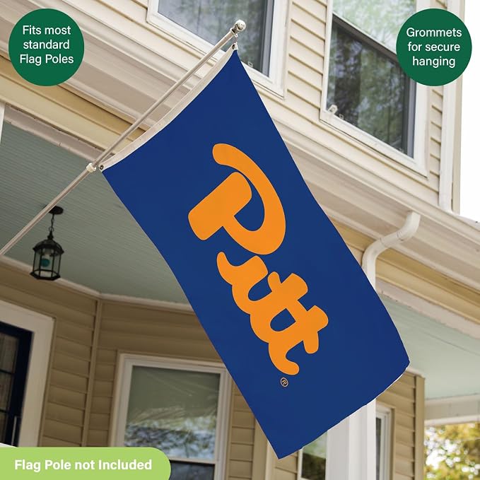 NCAA University of Pittsburgh Flag with Grommets, 3'x5' Pitt Panthers Outdoor College Flags & Banners for Garden Patio Indoor Wall Décor