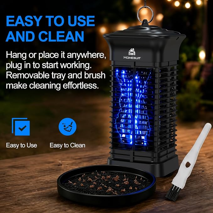 Homesuit Bug Zapper 15W for Outdoor and Indoor, High Powered 4000V Electric Mosquito Zappers, Mosquito Killer, Electronic Mosquitoes Light Bulb Lamp for Home Backyard Patio
