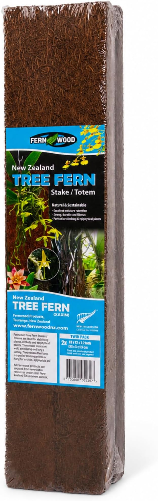 Fernwood Tree Fern Totem Pole Climbing Plant Support - 2 Pack – 19.7x2x2 | For Orchids, Aroids, and Other Climbing Plants | Indoor and Outdoor Plants | Soft, Durable, Fibrous | Natural and Sustainable