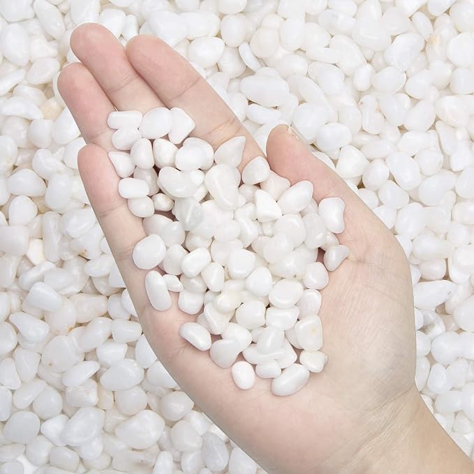 10 lb Natural Polished Decorative White Pebbles - Small Stones 3/8" Gravel Size,River Rocks Pebbles for Plants, Home DIY Decor,Aquarium Gravel,Vase Fillers,Fairy Garden,Landscaping Outdoor Stones