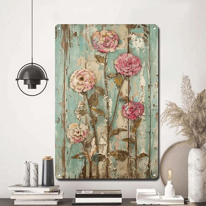 Metal Sign Tin Sign Vintage Wall Art Shabby Chic Longevity Tin Sign for Vintage Aesthetics Perennial Bloom Lovers and Weather Resistan Bathroom Decor for Club 6×8 Inches