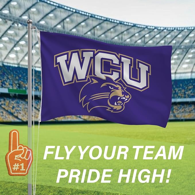 NCAA Western Carolina University Flag with Grommets, 3'x5' WCU Catamounts Outdoor College Flags & Banners for Garden Patio Indoor Wall Décor