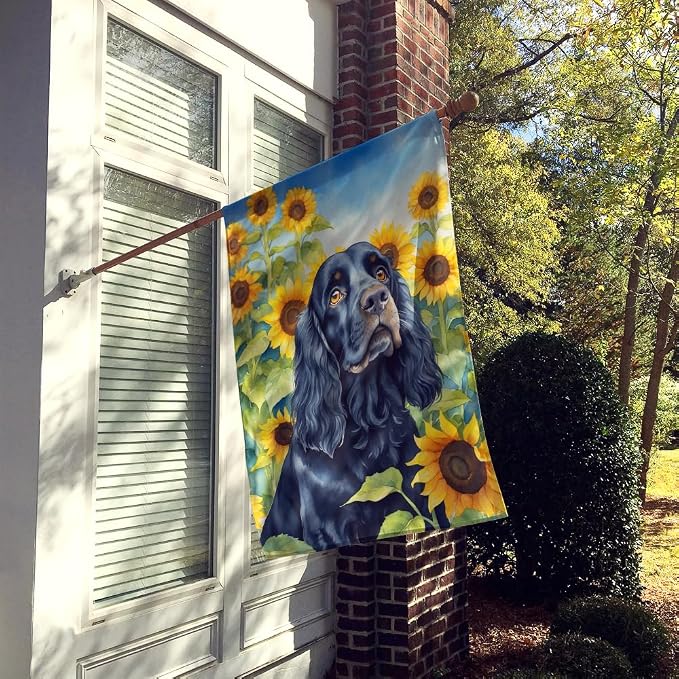Caroline's Treasures DAC6060CHF Cocker Spaniel in Sunflowers House Flag Large Porch Sleeve Pole Decorative Outside Yard Banner Artwork Wall Hanging, Polyester, House Size, Multicolor