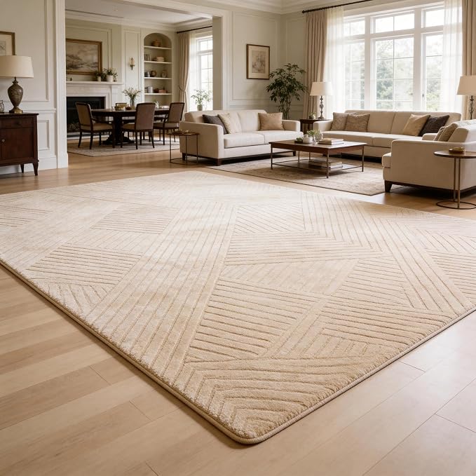 Brown 5x7 Solid Color Area Rugs, Washable Rugs for Living Room | Ultra Soft Thick High-Low Pile Carpet, Fluffy, Non-Slip Modern Geometric Rugs for bedroom, Kids Room, Nursery, Home Office