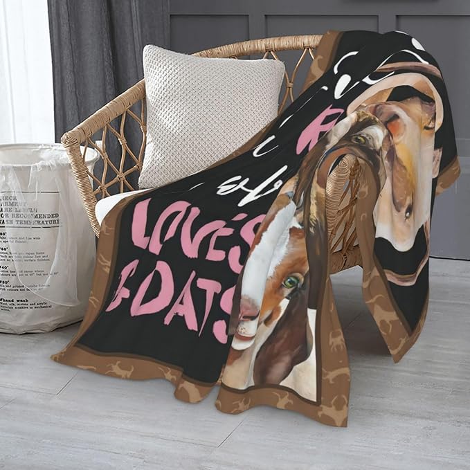 Goat Blanket Gift Just A Girl Who Loves Goats Cozy Plush Throw Blanket Flannel Fleece Ultra Soft Fuzzy Animal Lover Party Blankets for Adult Kids Boys Women Men 60"X50"