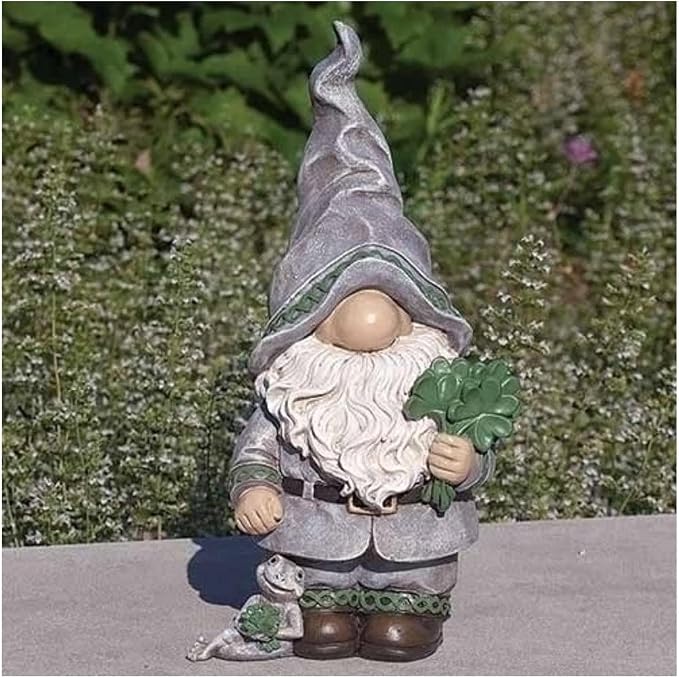 Roman Giftware Inc., Garden Collection, 14" H Irish GNOME with Shamrock,Religious, Inspirational, Durable (7x5x14)