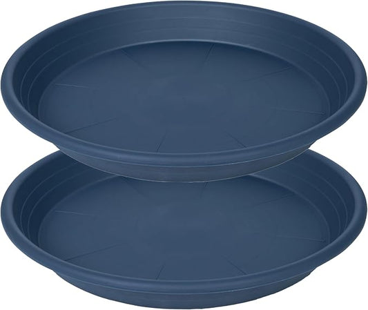 2 Pack of 19 inch Plant Saucer, Large Plant Tray, Heavy Sturdy Plant Drainage Tray for Indoors, Bird Bath Bowls, Sturdy 18 inch Plastic Pot Tray for Planter (Blue)