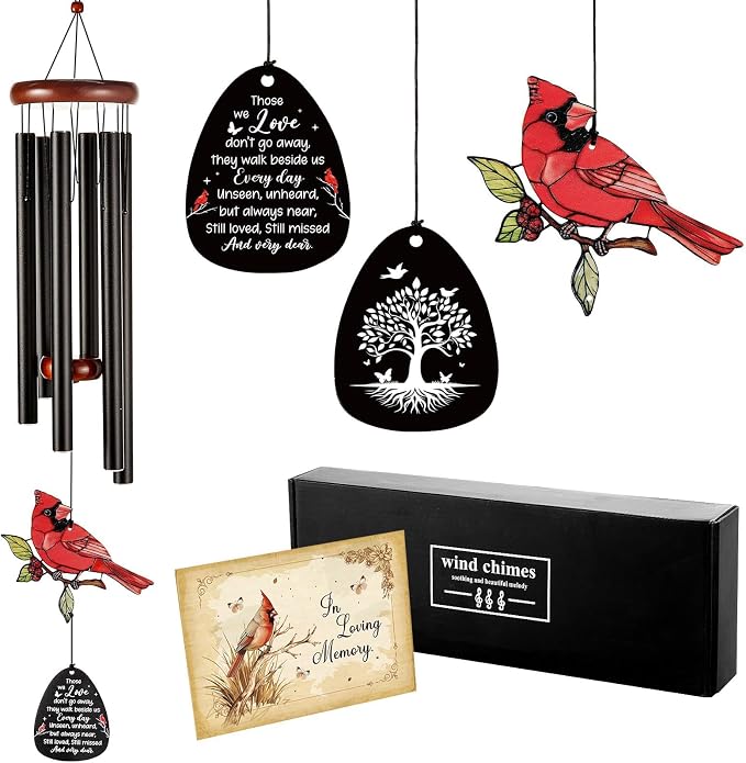 36’’ Large Memorial Wind Chimes for Loss of Loved One, Sympathy Gifts for Loss of Mom Father Husband - Remembrance Gifts, Memorial Wind Chimes with Mute Option for Outside