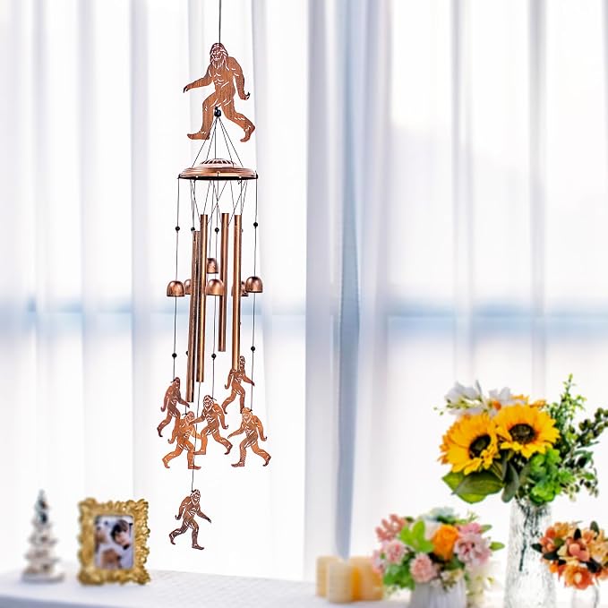 Bigfoot Wind Chimes for Outside,Big Foot Sasquatch Gifts for Men Women/Memorial Gifts/Birthday Gift Metal windchimes Outdoors/Indoors,Garden Decor,Patio,Home,Porch,Yard Decoration