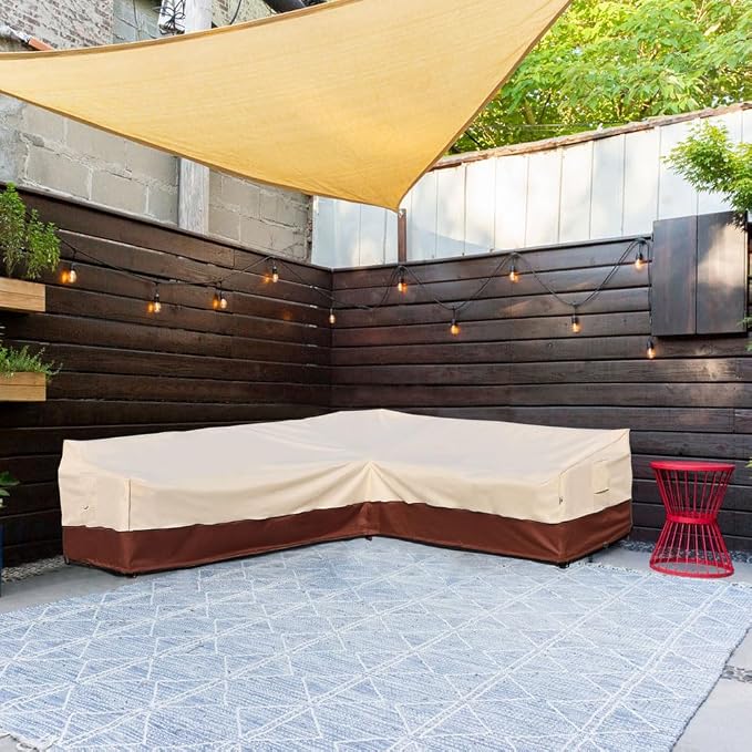 Patio Outdoor Sectional Cover-L-Shaped Patio Furniture Covers Waterproof Rip-Stop Anti-UV 600D Heavy Duty Outdoor Couch with 3 Air Vent Sofa Cover,Right 104''L (83''L) 32''D 31''H