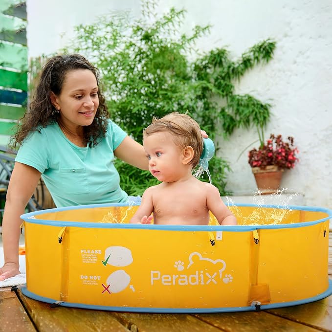 Peradix Baby Beach Tent, Paddling Pool for Kids & Pets with UV Sun Shelter Canopy, Mosquito Net - Portable Pop Up Infant Ball Pit Tent, Toddler Wading Pool, Perfect for Summer Beach Fun