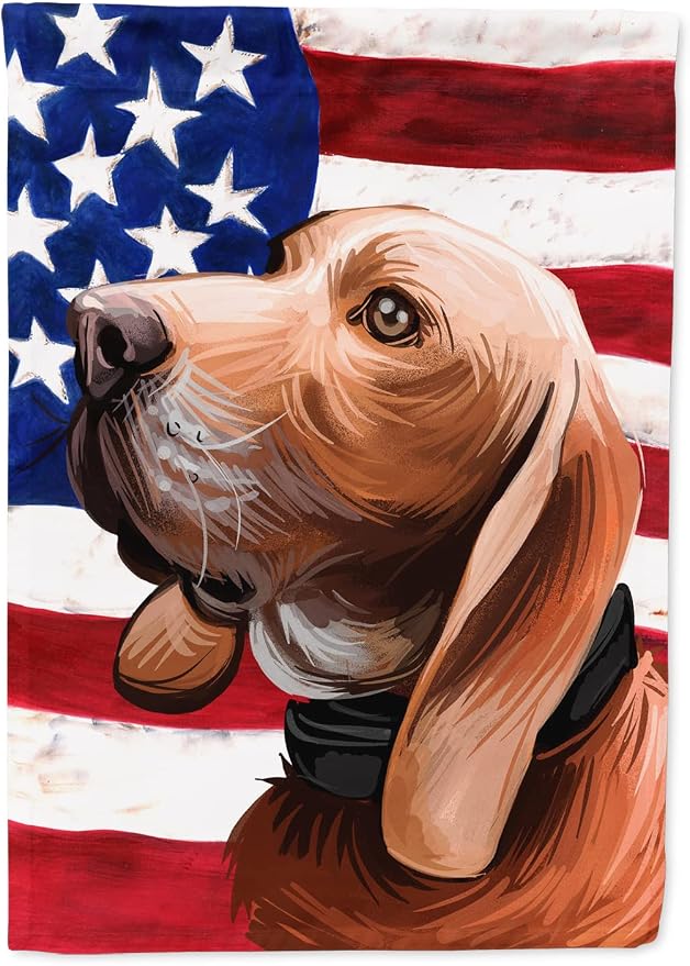 Caroline's Treasures CK6683CHF Sabueso Espanol Dog American Flag House Flag Large Porch Sleeve Pole Decorative Outside Yard Banner Artwork Wall Hanging, Polyester, House Size, Multicolor