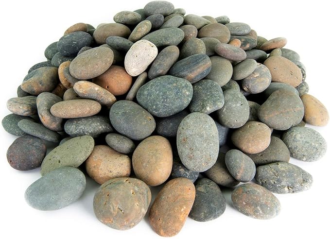 Mexican Beach Pebbles | 40 Pounds of Smooth Unpolished Stones | Hand-Picked, Premium Pebbles for Garden and Landscape Design | Mixed, 1/2 Inch - 1 Inch