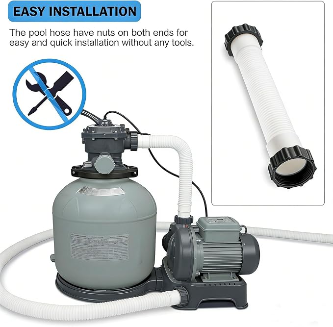 Intex 16-Inch Pool Pump Hose, 1.5-Inch Diameter Pool Sand Filter Pump Hose, Suitable for Intex Filter Pump and Saltwater System, Compatible with 26371CA, 28647EG, 26371EH, Polyethylene Material