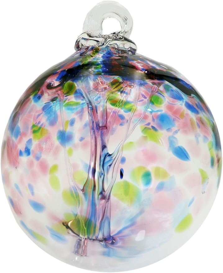 Dale Tiffany Hand Blown Glass, 4" Diameter Hope, Tree of Life Collection, Witch Globe Hanging Garden Indoor/Outdoor Decorative Ornament Gazing Ball