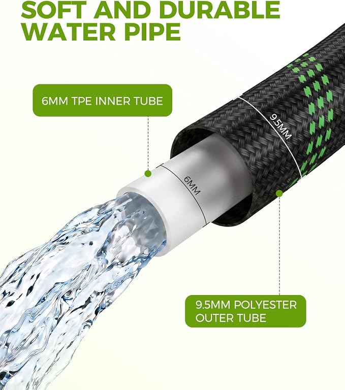 50ft Garden Hose, Non-Expandable Water Hose with 8 Function Spray Nozzle, Lightweight, Knik-Free, Burst-Resistant, Durable & Flexible 3/4" Garden Hose for Lawn, House Cleaning, Car Washing
