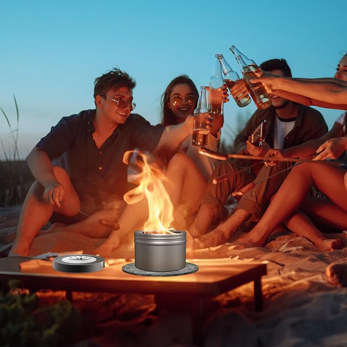4 Pack of Portable Campfire, Compact Outdoor Portable Fire Pits 3-5 Hours of Burn Time Smores Fire Pit No Embers No Wood for Camping Picnics Party and More