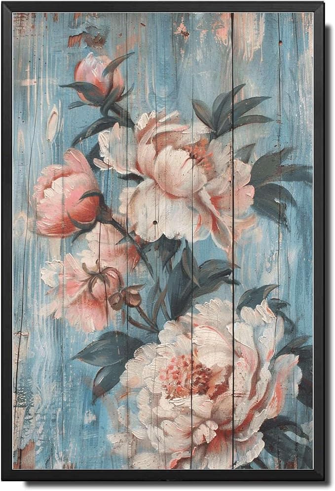 Metal Sign Tin Sign Vintage Wall Art Antique Adoration Peony Tin Sign for Shabby Chic Interiors Rustic Elegance and Corrosion Resistan Funny Outdoor Decor for Bar 6×8 Inches with Metal Frame
