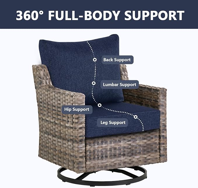 Goodgoods 22 x 24 Outdoor Patio Deep Seat Cushions 2-Pack, 1000+ Hours Fade-Resistant & Water-Resistant Outdoor Furniture Chair Cushions with 35D High-Resilience Foam for Sofa Chair, Indigo