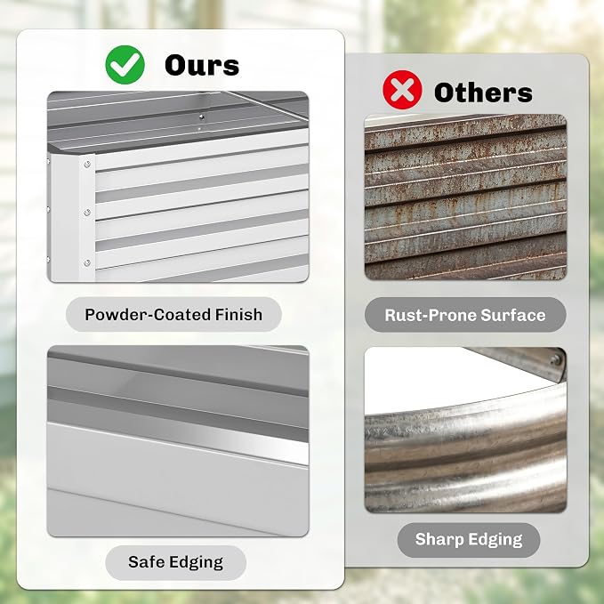 Outsunny Galvanized Raised Garden Bed, 4' x 2' x 1' Metal Planter Box, for Growing Vegetables, Flowers, Herbs, Succulents, Silver