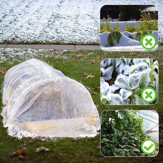 Frost Cloth Plant Freeze Protection, 5x60 Ft Floating Row Cover Fabric for Garden Beds, 0.9oz/yd² Frost Blanket for Outdoor Plants, Plant Covers for Winter Protection