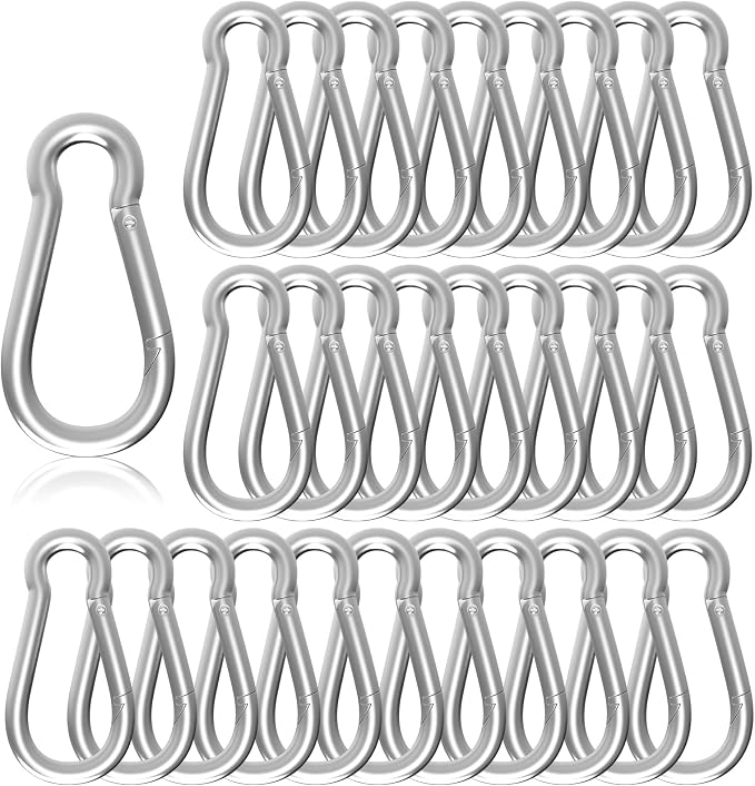 Heavy-Duty Carabiner Clip 1.57"–5.5", Black/Silver Spring Snap Hook, Quick Link Keychain Clip for Keys, Swing Set, Camping, Fishing, Hiking & Traveling (120–1350 lbs)
