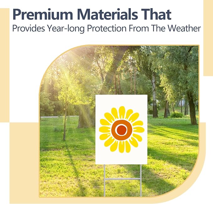 10 Pack 17 x 12 Vertical White Blank Yard Signs with Stakes, Weatherproof Corrugated Plastic Board Sign, Blank Lawn Signs for Outside Rent, Sale, DIY, Party, Event, Advertising, Garden, Guidepost Decorations