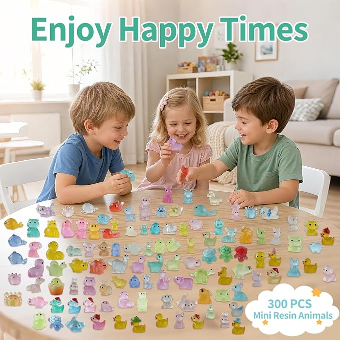 300 Mini Resin Animals Styles Variety Tiny Animals Figures Miniature Little Small Animal Figurines Bulk for Micro Fairy Garden Landscape Accessories Hide Crafts Decor Aquarium