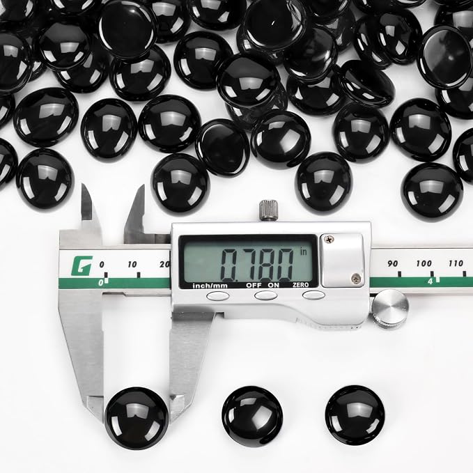 3/4 Inch Fire Glass Beads,10 Pounds Fire Pit Glass Beads High Luster for Gas Fireplace, Fire Pit Table,Landscaping (Onyx Black Luster)