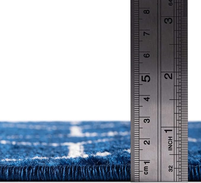 Unique Loom Trellis Frieze Collection Area Rug - Geometric (6' 1" x 9', Navy Blue/ Ivory)